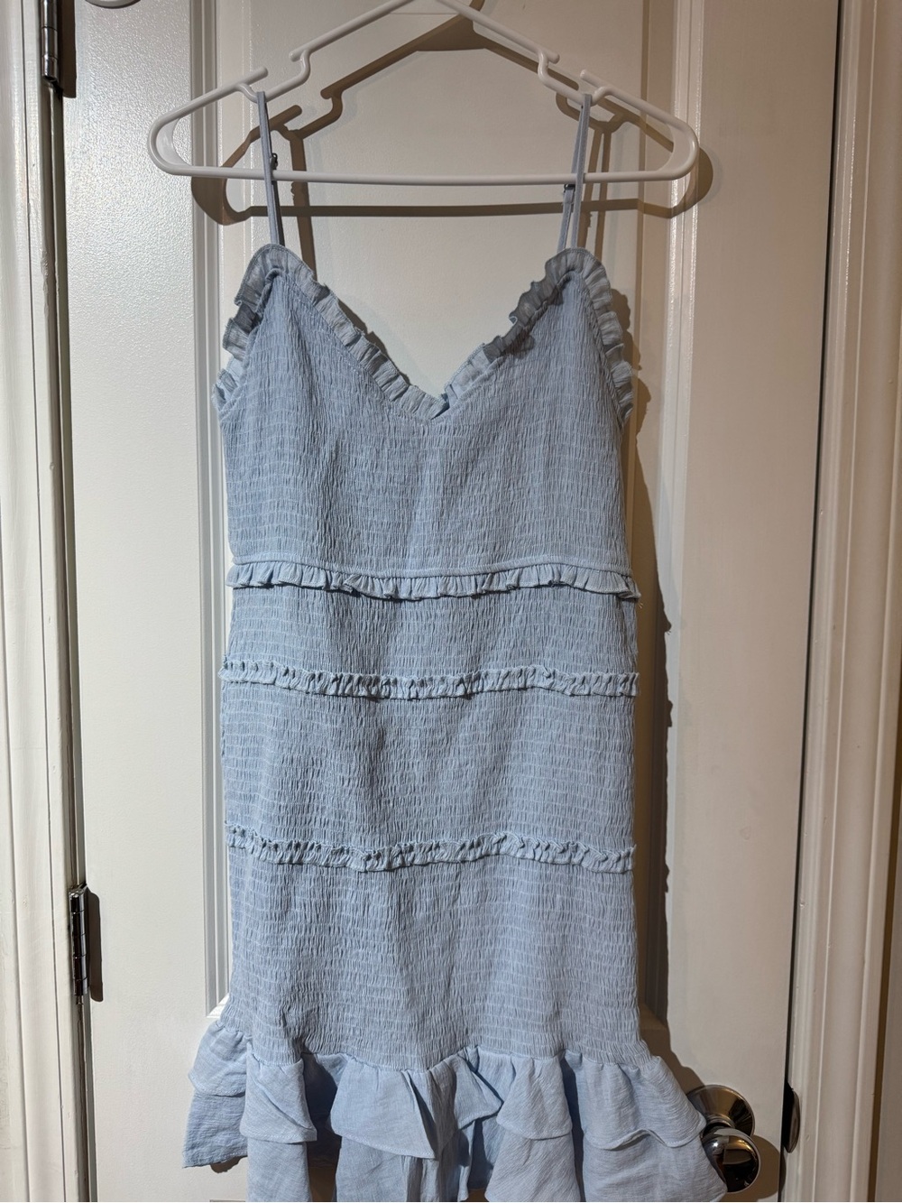 Light Blue Ruffle Bodycon Dress